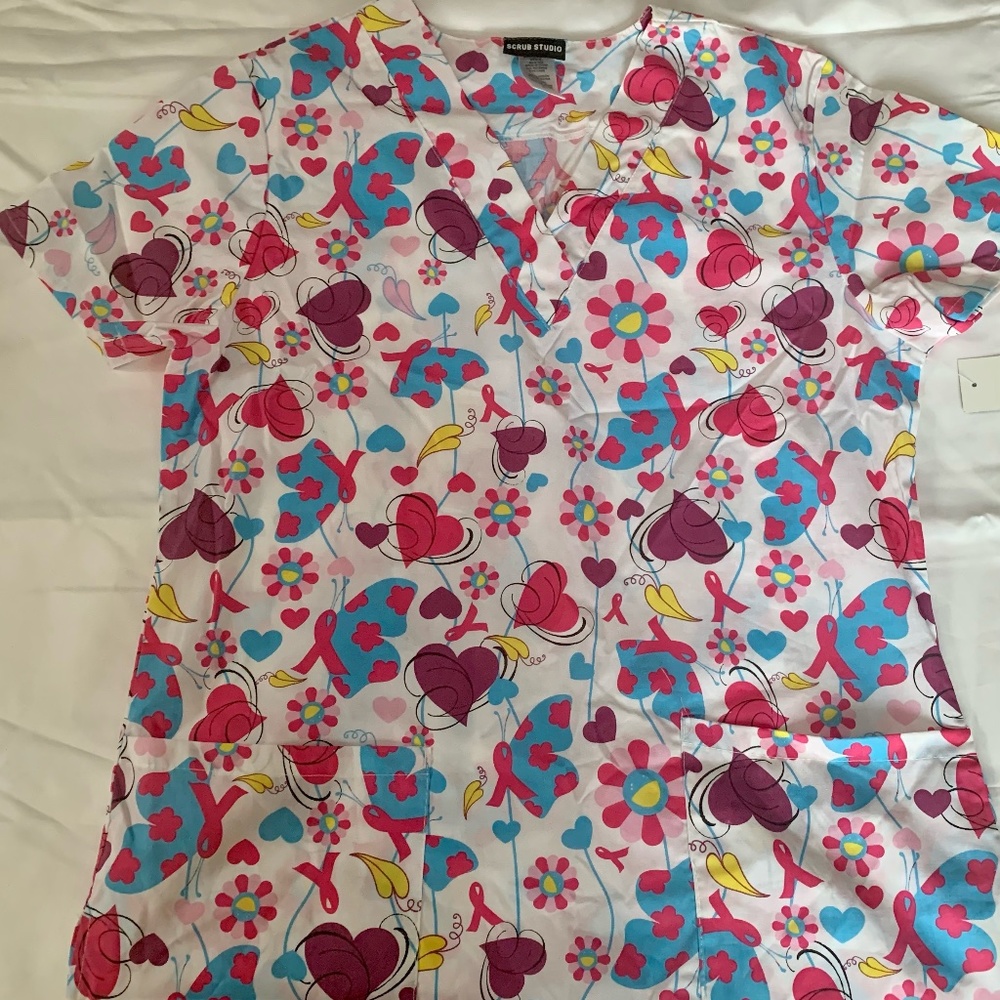 Breast Cancer Awareness Women's Scrub Top